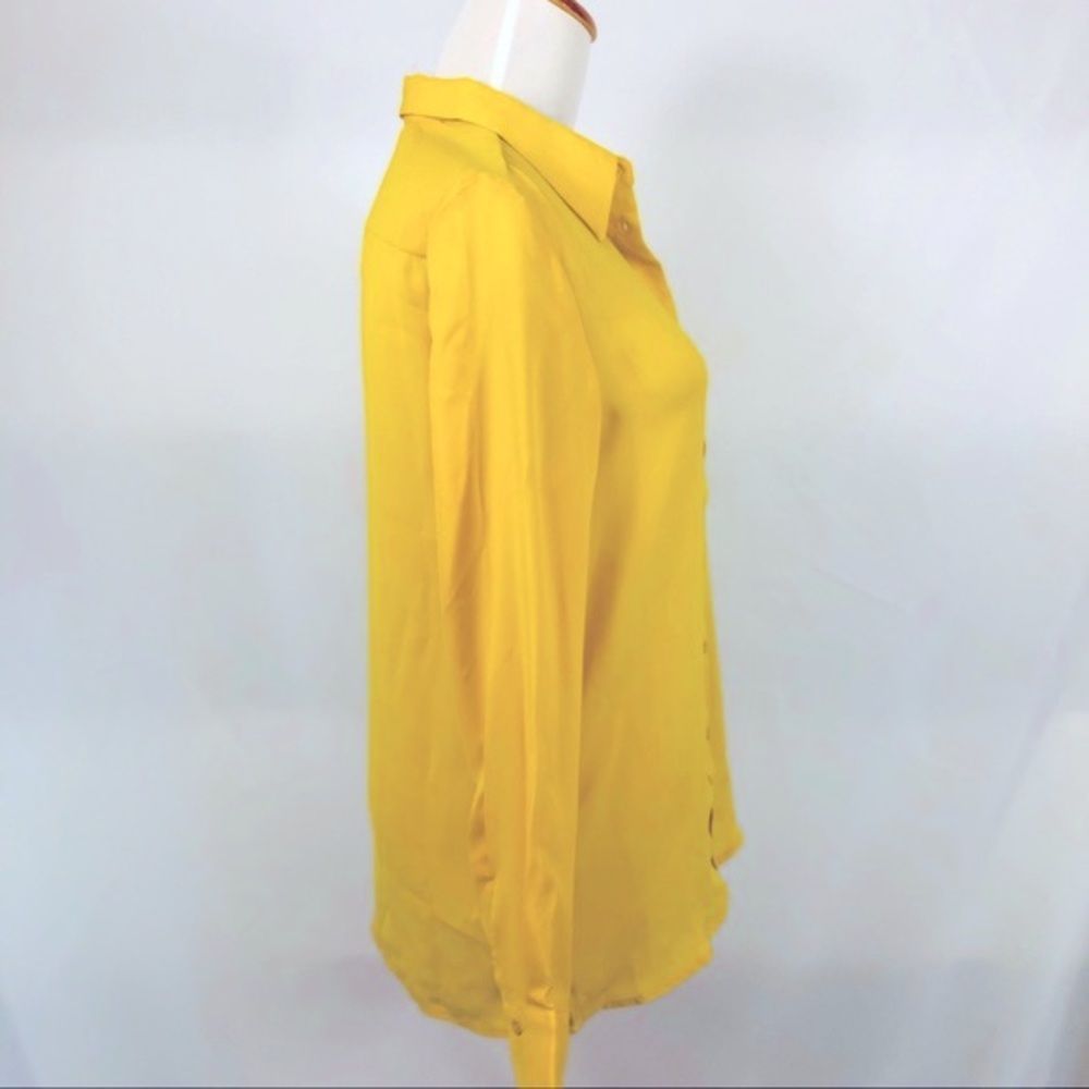 ZARA Mustard Yellow Long Sleeve Button Down Dress Shirt - Picture 4 of 5